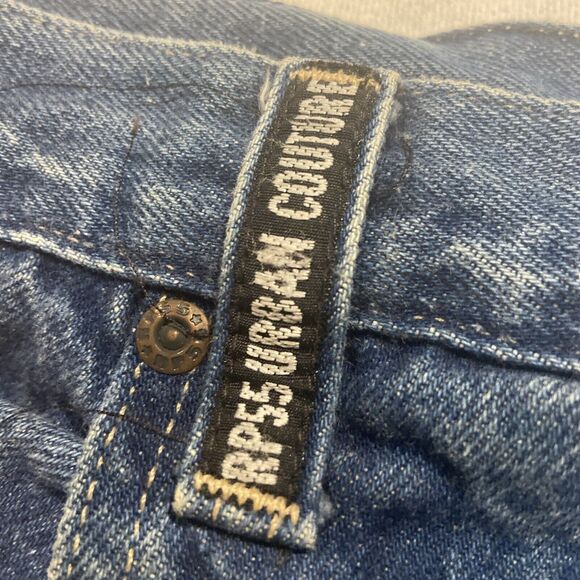 Vintage Retro Reynolds & Perry RP55 Jeans 42” Blue Distressed Denim Cargo Shorts - Picture 5 of 16